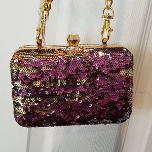 Gold and Purple sequin clutch/crossbody